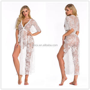 Hot Selling Plus Size Damen Sexy Spitze Transparente Robe Braut Nachtwäsche Unterwäsche - Product Image 3