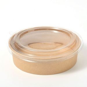 Bol en papier kraft biodégradable Upada avec couvercle, récipient rond jetable pour le camping, compatible micro-ondes, pour salade, riz, nouilles, à emporter - Product Image 2