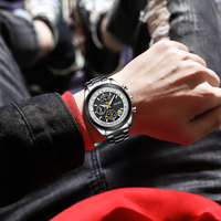 Montre à quartz multifonction pour homme de luxe, vente chaude, bracelet en acier inoxydable, sport, caractéristiques liées aux affaires, mode décontractée, cristal