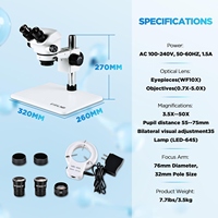 Stock Binocular Stereo Microscope with LED Light, 3.5X-50X Magnification with 0.5X Additional Objectives (ES1058)