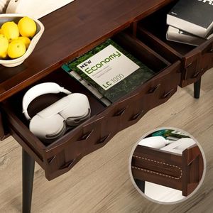 Hiện đại giữa thế kỷ gỗ giao diện điều khiển bảng với 2 ngăn kéo độc đáo thiết kế hình học cho phòng khách lối vào hành lang giao diện điều khiển Bảng - Product Image 6