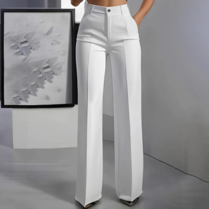<span class=keywords><strong>Pantalon</strong></span> droit décontracté <span class=keywords><strong>taille</strong></span> <span class=keywords><strong>haute</strong></span> en polyester pour femme, style vintage européen et américain, nouvelle collection - Product Image 1