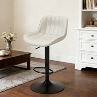 Tabouret de bar en cuir de style européen haut de gamme, avec dossier pivotant et structure métallique ; usage commercial ; tabouret haut