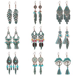 Boucles d'oreilles ethniques à longues pampilles, faites à la main, en métal, style vintage bohème, bijoux pour femmes, pour l'été et les vacances - Product Image 5