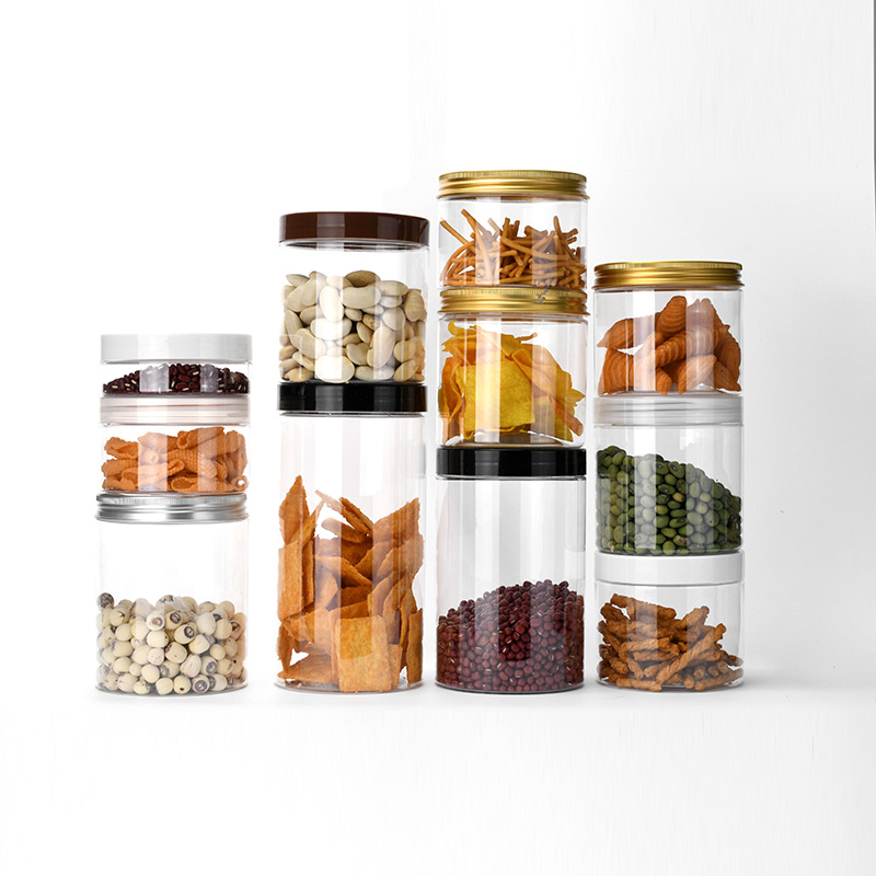 Tiger Hot Sale 300ml 500ml 1000ml PET Clear Food Grade Plastic Cosmetic Jars with Aluminum Lid Customized Printing Logo Accepted