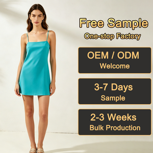 Vestidos Minimalistas para <span class=keywords><strong>Mujer</strong></span>, Color <span class=keywords><strong>Turquesa</strong></span>, Satén, Cuello Cuadrado, Tirantes Finos, Corte Recto, Vestidos Mini Casuales de Verano - Product Image 1