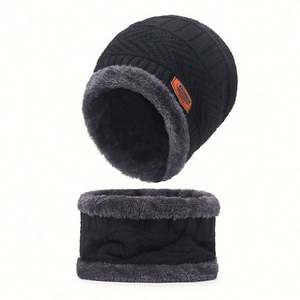 Bonnet d'hiver pour homme, tricoté épais avec doublure polaire, protection cou et oreilles, bonnet anti-froid pour jeune - Product Image 1