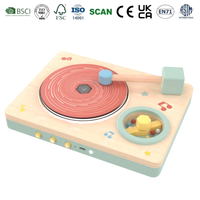 Tocadiscos de Madera Recargable para Niños, Juguete de Simulación con Espectáculo de Luces Coloridas, Juguete Musical Educativo Multifuncional para la Primera Infancia