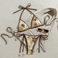 Bikini rétro à sequins en gros, ensemble bikini deux pièces élégant et sexy, marque privée, logo personnalisé