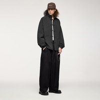 Veste décontractée pour homme QUICKSHOW, style néo-chinois, avec col montant, poche à carreaux et logo frontal, streetwear fin