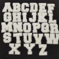 Écusson initial en chenille avec lettres pailletées blanches Écusson alphabet A-Z doré pour sacs de vêtements pour enfants