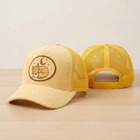 Gorra Trucker de Pana con Parche Bordado, Ajustable con Cierre a Presión y Malla Trasera, Estilo Hip Hop, Unisex, Venta al por Mayor
