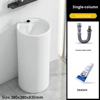 Lavabo sur pied simple nordique, intégré, monobloc, en céramique, pour salle de bain, hôtel, séjour, lavabo