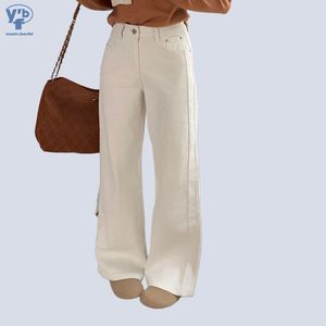 YUANBOFEI Jeans Baggy a Zampa d'Elefante da Donna a Vita Alta, Micro Bootcut, in Denim Bianco Lavato, <span class=keywords><strong>Pantaloni</strong></span> Casual in Cotone Denim alla Moda - Product Image 1