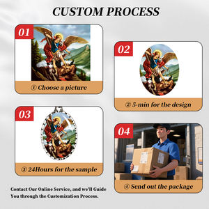 GIVELUCK 타원형 스테인레스 스틸 18K 금도금 스파클링 세인트 파드레 피오 펜던트 사용자 정의 낙인 묵주 디자인 가톨릭 고백 - Product Image 4