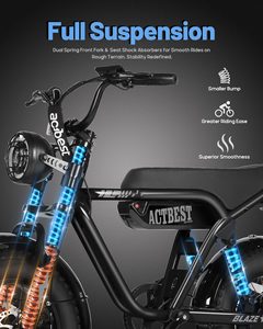 ACTBEST Blaze US Livraison Gratuite Moteur Arrière Monovitesse Sans Balais 48V 10Ah Batterie Lithium pour Vélo Enfants et Adultes Autonomie 55 Miles - Product Image 5