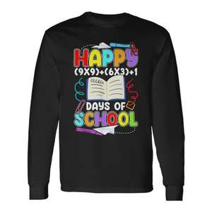 Camiseta de manga larga con ecuación matemática de Feliz 100 Días de Escuela, 100º Día de Escuela - Product Image 1