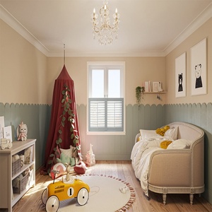 Volets de style café en faux bois à économie d'énergie Volets de plantation de fenêtre en PVC Volets de fenêtre en baie - Product Image 5