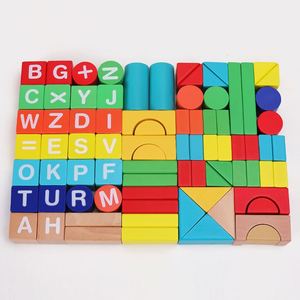 80Pcs English Abc Letter Learning Environmental Paint Wooden <b>Building</b> <b>Blocks</b> for Kids - Product Image 4