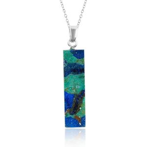 Lapis Lazuli Geometric Pendant <b>Necklace</b> Prong Setting Unisex Everyday Wear - Product Image 1