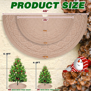 XSlive Diamond Knitted Christmas Tree <b>Skirt</b> 36/48 Inch Large Rustic Cable Knit Xmas Tree <b>Skirts</b> Christmas Holiday Decoration - Product Image 4