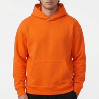 Sweat-shirt à capuche orange surdimensionné personnalisé avec logo, en molleton 100 % coton, style streetwear pour homme, coupe décontractée
