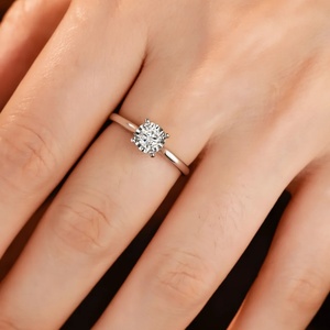 Joyería Personalizada, Anillo de Compromiso de Diamante Cultivado en Laboratorio, Corte Redondo, 1-5 Quilates, Oro de 14K/18K, Anillo de Diamante de Laboratorio de 1ct/2ct - Product Image 3