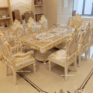 Cung điện Pháp, bàn ăn gỗ phong cách Châu Âu, biệt thự hình chữ nhật, câu lạc bộ tư nhân, bàn ăn phương Tây sang trọng cao cấp lớn - Product Image 3