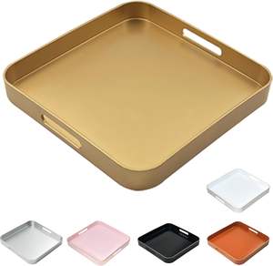 Plateau de service décoratif en métal, parfait pour servir des aliments, des boissons ou des objets décoratifs, construction durable avec surface lisse. - Product Image 6