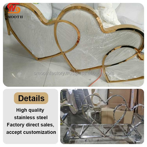 LEDA Customized Hotel Event Party White Heart Back <b>Sofa</b> Metal <b>Gold</b> Long Row of Two-seater <b>Sofas</b> - Product Image 3