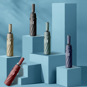 Paraguas Plegable de Tres Secciones, 10 Varillas, Apertura Automática, Resistente a los Rayos UV, de Nailon, para Sol y Lluvia, Diseño Minimalista y Ejecutivo - Product Image 1