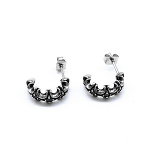 Pendientes yunnique con forma de media luna, acero de titanio, diseño geométrico en blanco y negro, joyería de moda - Product Image 1