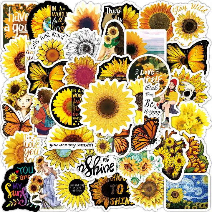 Sunflower Sticker, Aesthetic Stickers, Laptop Stickers, Yellow
