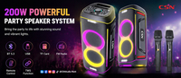 Enceinte portable CSN-ULTRAC double 10 pouces avec basses puissantes, lumière annulaire RGB, TWS et télécommande pour soirées à domicile