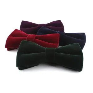 Custom Solid Plain Colored Tuxedo Bow Ties Velvet Bowtie For Mens
