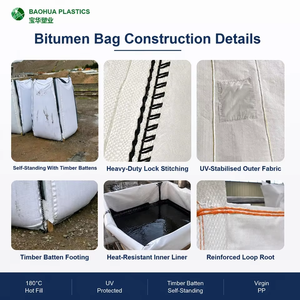 Sac Big Bag pour bitume modifié aux polymères <span class=keywords><strong>SBS</strong></span>, 1 tonne, FIBC, remplissage à chaud à 180 degrés, étanche, sac en vrac, Sacos De Betume - Product Image 3