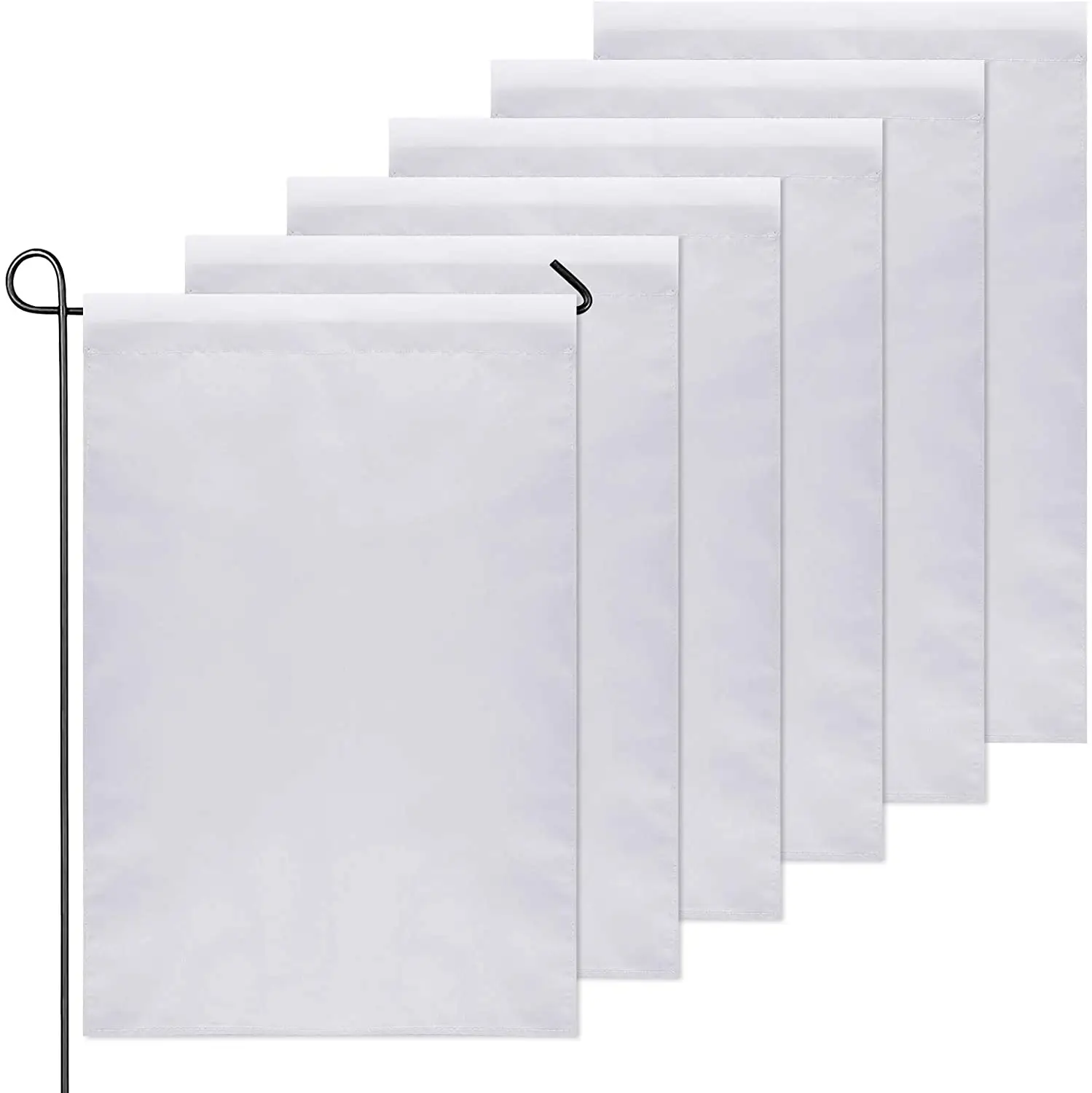 Bandera de jardín blanca de doble cara de poliéster para exteriores, 12x18 pulgadas, sublimación