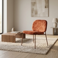 Chaises de salon et de café ergonomiques modernes de style nordique européen, avec revêtement et pieds en métal, couleur orange, prix d'usine en gros