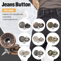 Kancing Celana Jeans Denim Mewah Berbahan Logam Seng Paduan Emas Desain Baru dengan Logo Kustom