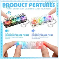 Porte-clés LED multi-styles en plastique, jouet anti-stress avec boutons clicables pour soulager le stress, accessoire de bureau portable, décoration de bureau