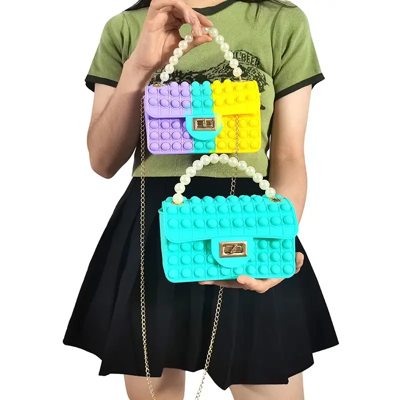 Popper stress relief crossbody handbag school supplies for kids pop shoulder bag silicone fidget purse fidget sensory toys