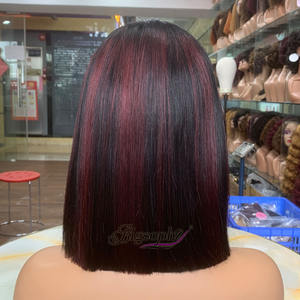 Perruques en cheveux lisses avec fermeture en dentelle 2x6, style court de 10 pouces, plusieurs couleurs au choix, cheveux super double drawn - Product Image 4