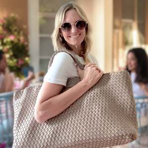 Woven Mahjong Tote <strong>Bag</strong> Large Capacity Travel Beach Handbag With Matching Wrist Pouch Portable Storage <strong>Bag</strong> for Mahjong Tiles - Product Image 2