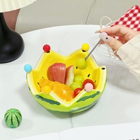 Ensemble créatif de bol en céramique et fourchettes à fruits, grande capacité, pour table basse, bol/assiette à fruits, jolies petites décorations