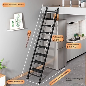 Échelle télescopique noire en alliage d'aluminium-magnésium épaissi, 8-12 marches, plateforme, <span class=keywords><strong>escalier</strong></span> intérieur/extérieur, portable, pour <span class=keywords><strong>grenier</strong></span> - Product Image 3
