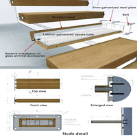 Marches d'escalier flottantes modulaires préfabriquées en bois massif avec poutre en acier dissimulée, directement de l'usine, pour projets de villas et d'hôtels