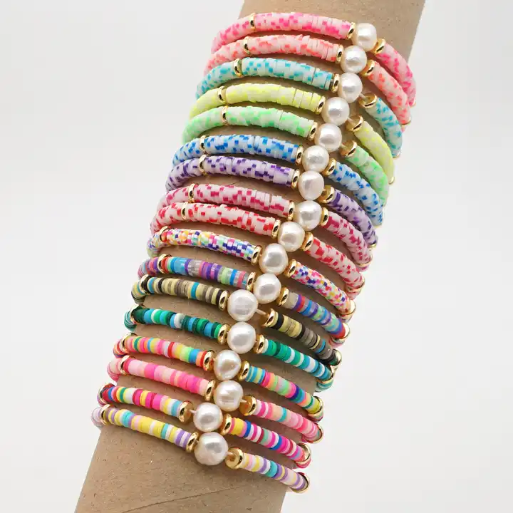 Multi Colors Clay Flat Beads Set For Bracelet Making Fashion Boho