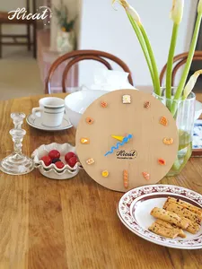 Hicat Customized INS Style 10 Inch Bread <strong>DIY</strong> Round Wood Wall <strong>Clock</strong> for Home Decor - Product Image 5
