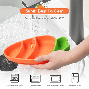 Assiette à repas en Silicone pour bébé, bol à carottes en acier inoxydable 304 fourchette cuillère vaisselle en Silicone ensemble d'alimentation pour bébé - Product Image 4