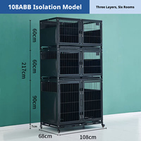 Modulaire stapelbare dierenkooi van ijzer, plastic en hout, extra stevig, voor honden en katten, geschikt voor trim, onderdak en gebruik in dierenklinieken.